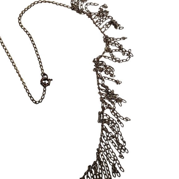 Gold Tone Silver Tone Chain Statement Necklace 20 Inch - Picture 6 of 10